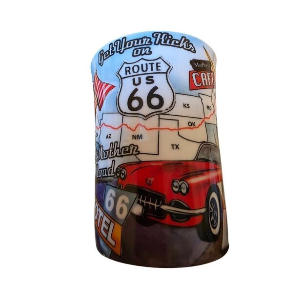 Route 66 Mug Get Your Kicks Cadillac Ranch Motorcycle Car Retro Design Coffee Te - Picture 2 of 16